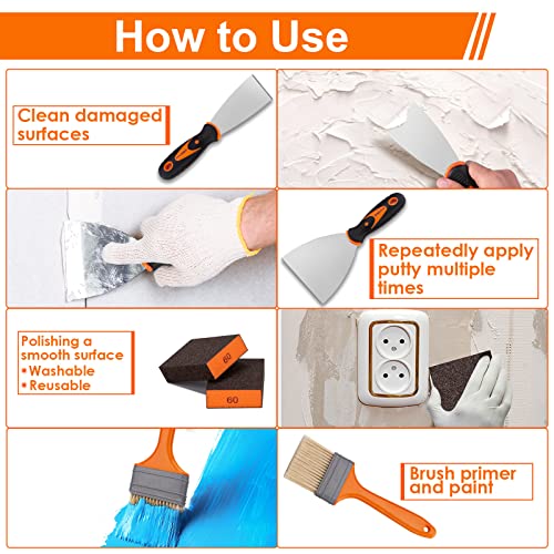 Thinkwork Putty Knife Set - 14Pcs Stainless Steel Paint Scraper Tools, Drywall Knife Set For Removing Wallpaper, Repairing Drywall, Applying Putty, Taping, Scraping Plaster, Cement, Adhesive #TOP6