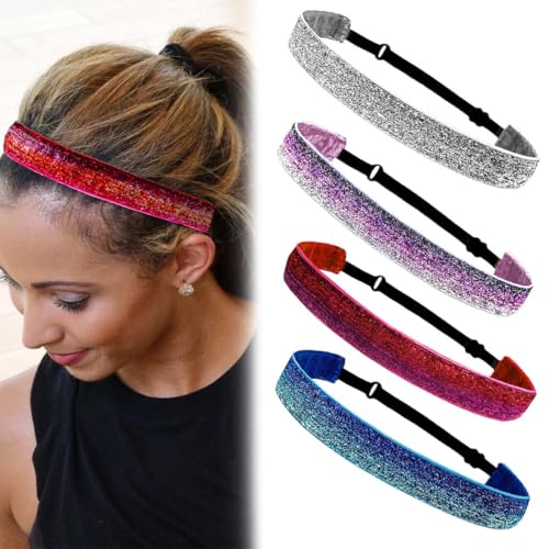 4 Pezzi Fascia per Capelli per Ragazza, Elastiche Tie Dye Fasce Capelli, Non-Scivolo Colorate Sport Fasce Capelli, per Adolescenti Bambini Festa Yoga Accessori per Capelli,fascia capelli