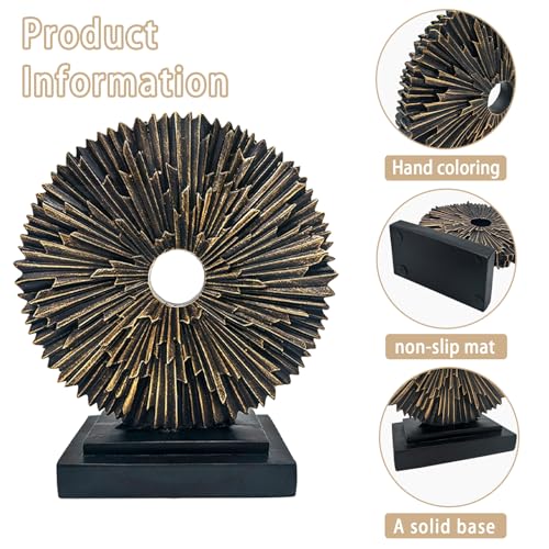 aboxoo Abstract Staute,Modern Decorative Home Decor,Office Desk Sculpture for Men,Creative Round Line Ornament for Bookshelf,Bedroom,Desktop,Dining Table(Copper Black) - Image 5