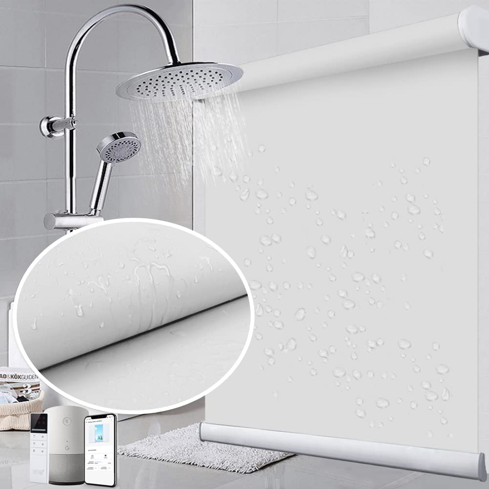 TIPIACE Smart Hard-Wired Motorized Tende Lavorare con Alexa Full Blackout spesse tonalità impermeabili del tessuto per uffici domestici (bianco W120 X H160cm)