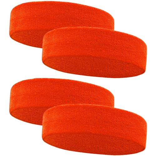 Image of 4 Pack Sweatbands Sports Headband for Men and Women, Moisture Wicking Athletic Workout Headband for Running, Tennis, Basketball, Yoga, Gym Stretchy Unisex Sweatband