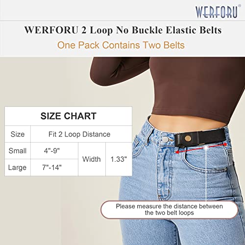 Image of WERFORU No Buckle Stretch Belt for Women and Men Elastic Waist Belt up to 72 Inches for Jeans Pants