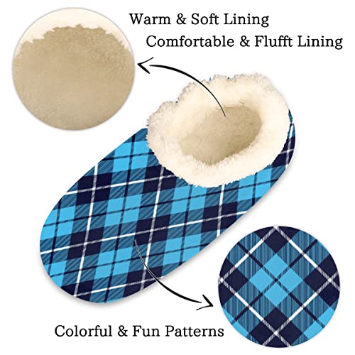 Buffalo Plaid Slippers For Women Mens, Fruit Winter Warm Soft Coral Fleece Fuzzy House Slippers Socks Lightweight Portable Comfortable For Indoor Outdoor Bedroom Non-Slip #TOP1