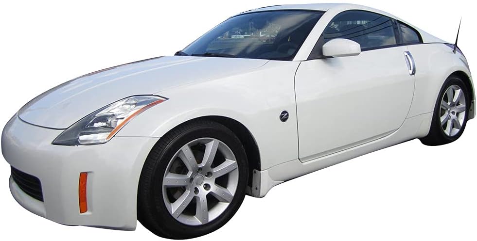 FREEMOTOR802® Nylon Car Floor Mats Carpets Liner, Fits 2003-2009 Nissan 350Z, Factory Fitment Auto Interior Accessories Replacement Non-Slip, Black W/ Z33 Logo & Red Stitching 2PCS