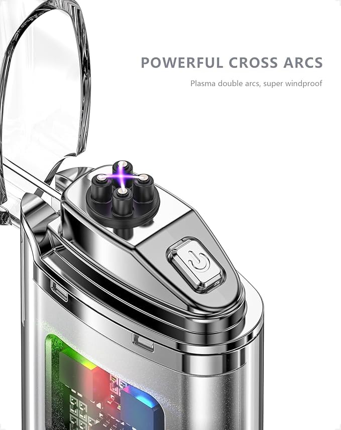 Homyty® Dual Arc Lighter for Candles, Grills & Camping - USB Rechargeable, Windproof Flameless Plasma Lighter for Outdoor Use - lighters for Men (Dual Arc Electric Lighter) 1
