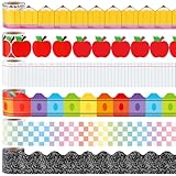 Gersoniel 6 Rolls 196.8 ft Back to School Bulletin Board Border Classroom Decorations Composition Pencil Crayon Apple Line Book Welcome Back Trim Border for School Classroom Decor