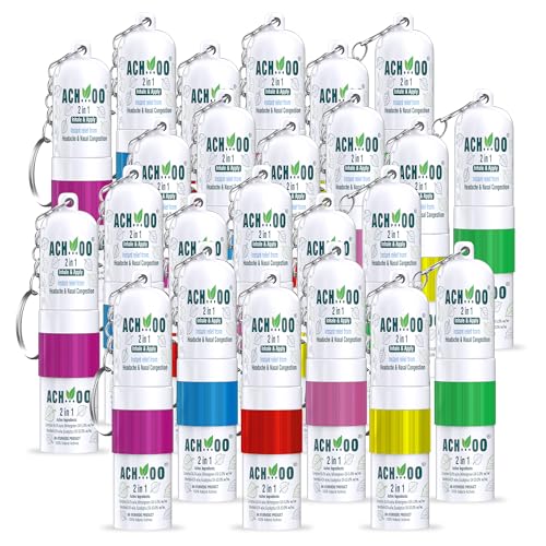 Image of ACHOO 2 In 1 Inhaler and Roll On Relief From Cold, Cough, Blocked Nose, Headache and Breathing difficulty | Cold & Nasal Congestion With 100% Natural Active Ingredients (Pack of 24)