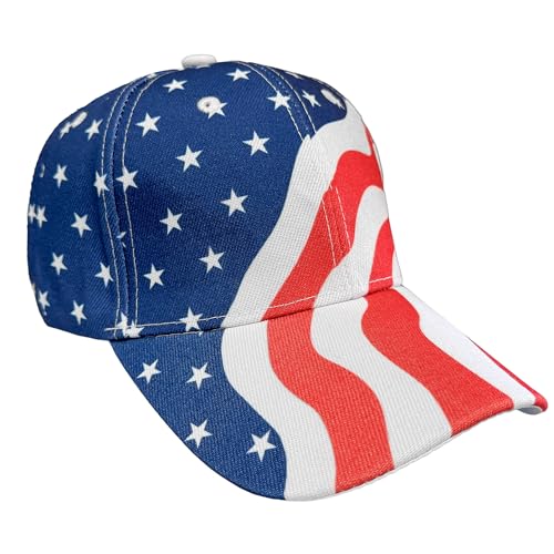Image of Black Duck Brand Patriotic American Flag Baseball Cap - USA Stars & Stripes Adjustable Hat - Fourth of July, Memorial Day (4 Hats)