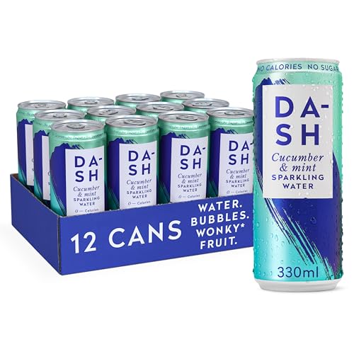 Dash Water Cucumber & Mint - 12 x Cucumber & Mint Flavoured Sparkling Spring Water - NO Sugar, NO Sweetener, NO Calories - Infused with Wonky Fruit (12 x 330ml cans)