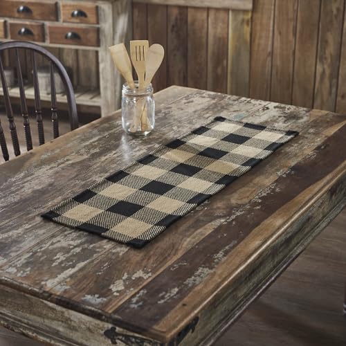 VHC-Brands-Runner-12x36-Cotton-Dining-Room-Kitchen-Table-Runner-Country-Farmhouse-Style-Black-Check-Collection-Rectangle-12x36-Country-Black VHC Brands Runner 12×36 Cotton Dining Room Kitchen Table Runner Country Farmhouse Style Black Check Collection Rectangle 12×36 Country Black