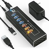 LATORICE Powered USB Hub - Multi-Port USB Hub with 7 USB 3.0 Ports, 3 Fast Charging USB 3 0 Ports, w