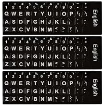 Replacement English Keyboard Letter Stickers, Universal English Keyboard Stickers with Black Background and White Lettering for PC Computer Laptop Desktop3PCS,English