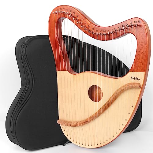 Lyre Harp, Lotkey 23 Metal Strings Harp Mahogany Body and Solid Spruce Board Lyre Harp with Tuning Wrench, Extract Strings, Manual and Gig Bag by LOTKEY - Image 7
