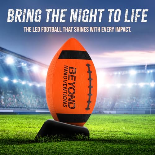 Beyond Innoventions Glow in The Dark Football - LED Light Up Football Gifts for Boys & Girls 8-15+ | Size NO 6 for Teens - Includes 2X Light Up Bands & Drawstring Bag | Ball Pump Included - Thumbnail 7