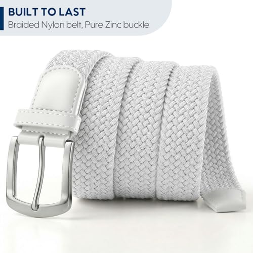 Image of SUOSDEY Men Stretch Braided Belt, Elastic Belt for Jeans Pants Casual Golf Belt 1 3 /8 inch
