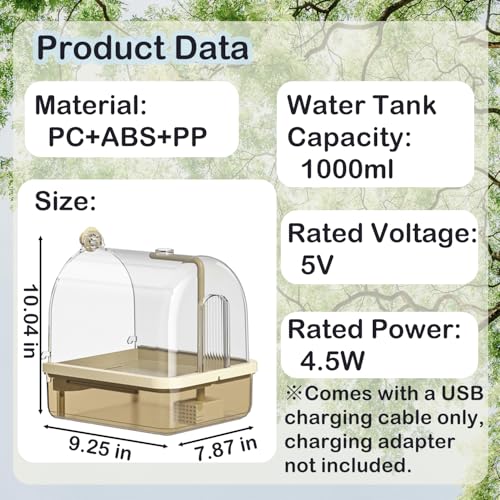 Image of Bird Bath for Cage Clear, Automatic Indoor Cockatiel Bathtub Shower with Pump, Parrots Shower Accessories for Birdcage, Cleaning Supplies Shower Room for Parakeets, Finches, Canaries, Lovebirds