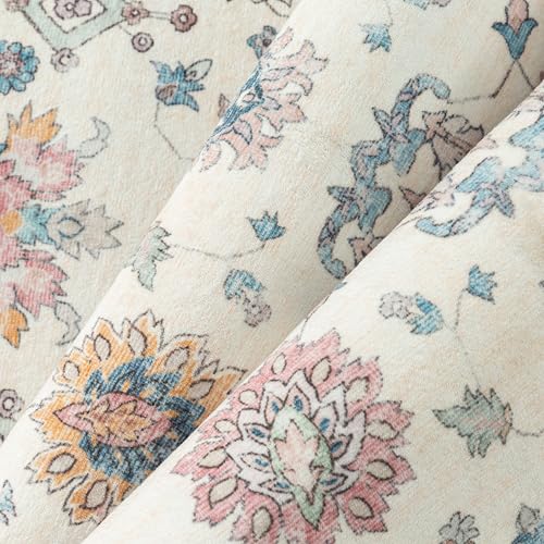 PureCozy Vintage Teppich Wohnzimmer 160x230cm Beige Waschbar Teppiche Rug – Ansicht 7