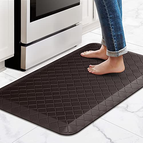 Image of HappyTrends Kitchen Floor Mat - 4 /5 Inch Thick Anti-Fatigue Kitchen Rug,Waterproof Non-Slip Kitchen Mats and Rugs Heavy Duty Ergonomic Comfort Rug for Kitchen,Office,Sink(17.3 inch x 28 inch, Chocolate)