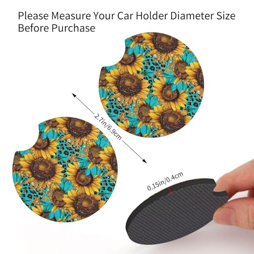 Posavasos para coche con diseño de girasoles y leopardo 4