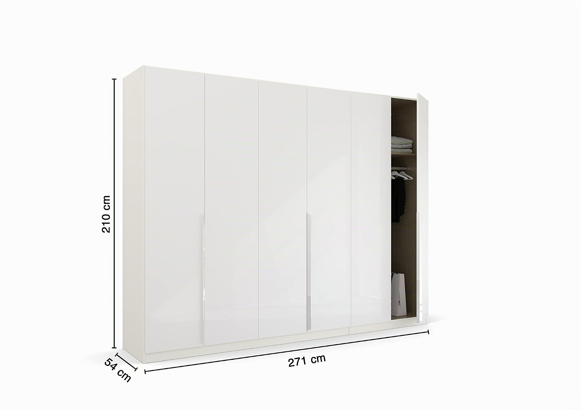 Rauch Möbel Quadra-Spin Glamour, Schrank, Hochglanz Weiß, Breite 271 cm