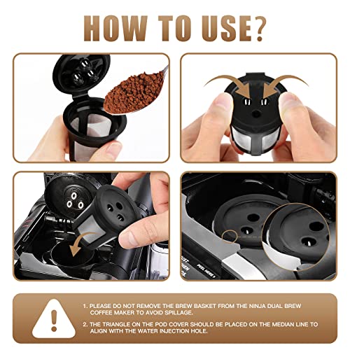 Reusable Coffee Filter For Ninja Coffee Maker, 4 Pack Refillable K Cup Coffee Pods With Bpa Free And Stainless Steel Mess Material Compatible With Ninja Cfp201 Cfp301 Cfp400 Dual Brew Pro Coffee Maker #TOP5