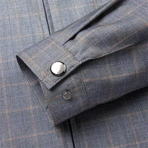 Men's Spring Fall Plaid Lapel Jacket Casual Business Zipper Coats Lapel Social Office Streetwear4
