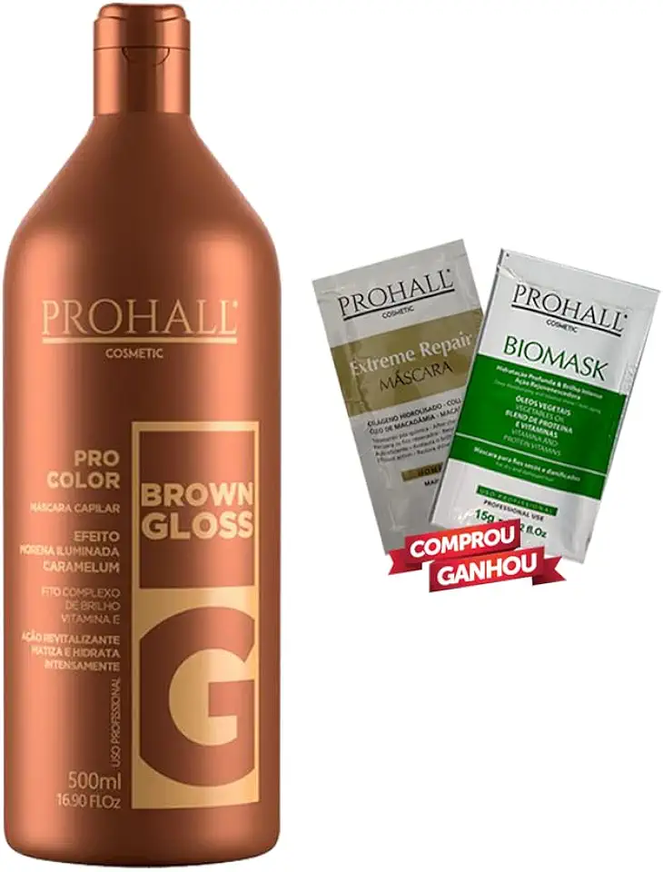 Prohall Cosmetic Pro Color - Máscara Brown Gloss Efeito Morena Iluminada 500ml
