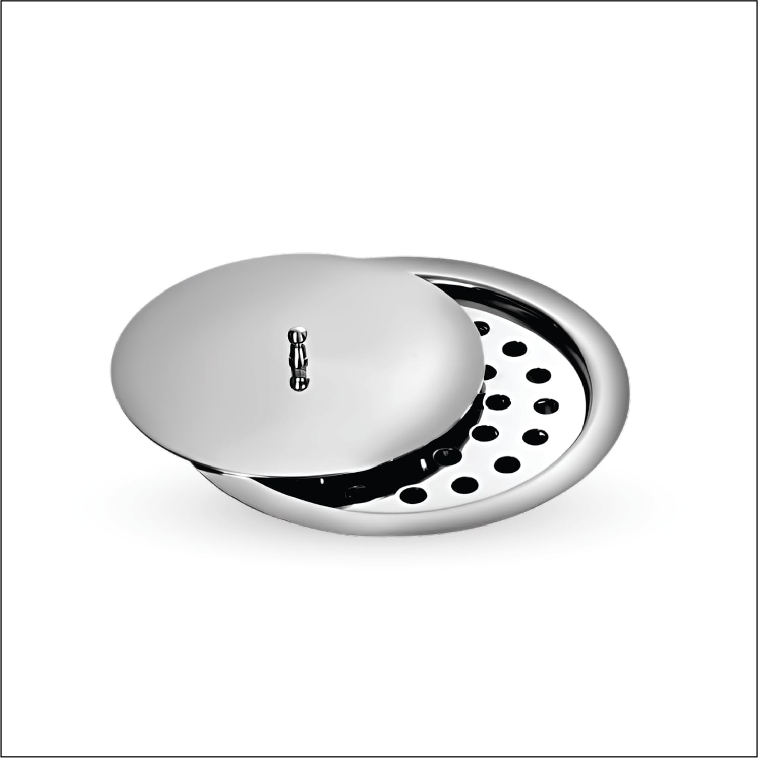 India King SS Floor Drain Cover Jali with Lid 304 Grade Waste Water Drainer Strainer Bathrooms Gratings with Collar Bathtub, Laundry Sink Washbasin Hair Catcher (Round 4 INCH)-image-23