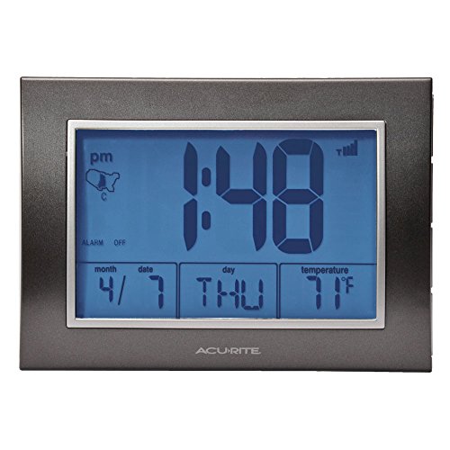 Acurite Atomic Alarm Clock With Date, Day Of Week And Temperature, 0.5, Grey #TOP1
