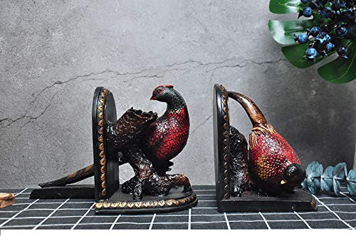 ZAMTAC 2pc/Set American Style Vintage Creative Pheasant Bookends Ornaments Home Office Modern Decorations