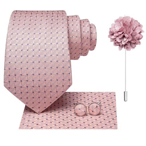 Image of Hi-Tie Men's Silk Ties Formal Woven Classic Necktie Pocket Square Cufflinks Lapel Pin Set Wedding Business