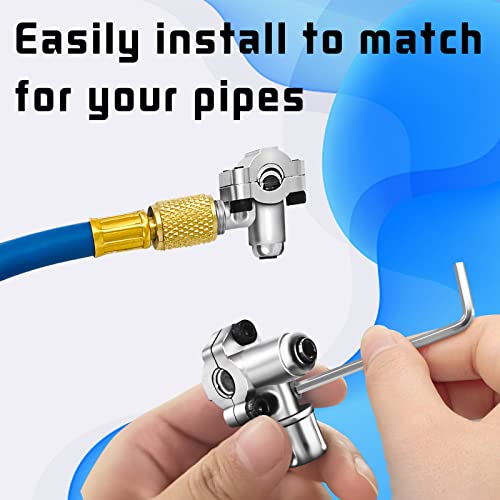 Bullet Piercing Valve With Service Access Valve, Line Tap Valve Compatible With 1/4, 5/16, 3/8 Inch Outside Diameter Pipes, 1/4 Sae Brass And Copper Filling Access Valves For Air Conditioners Hvac #TOP2