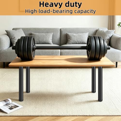 Image of QLLY 24 inch Adjustable Metal Desk Legs, Heavy Duty Furniture Table Legs with 1 inch Leveling Adjustment for DIY Office Desk, Workbench, Dining Table, Set of 4 (Black)