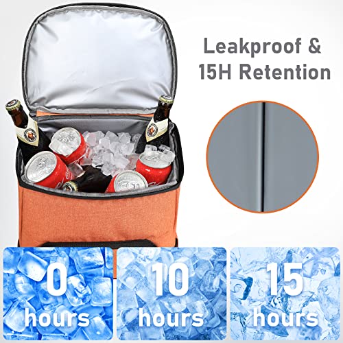 Kookoomia Backpack Coolers Insulated Leak Proof, Large 40 Cans Waterproof Cooler Backpack, Lightweight Lunch Back Pack For Men Women, Ice Chest Backpack For Beach Travel Camping Picnic (Orange) #TOP4