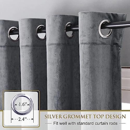 Image of Amazon Brand - Solimo Velvet Curtain Set of 1 (52x48 Inch) Plain Door & Window Curtains for Living Room & Bedroom |75% Light Blocking, Eyelet Curtains for Home Decor in Silver Color (4 feet x 4 feet)
