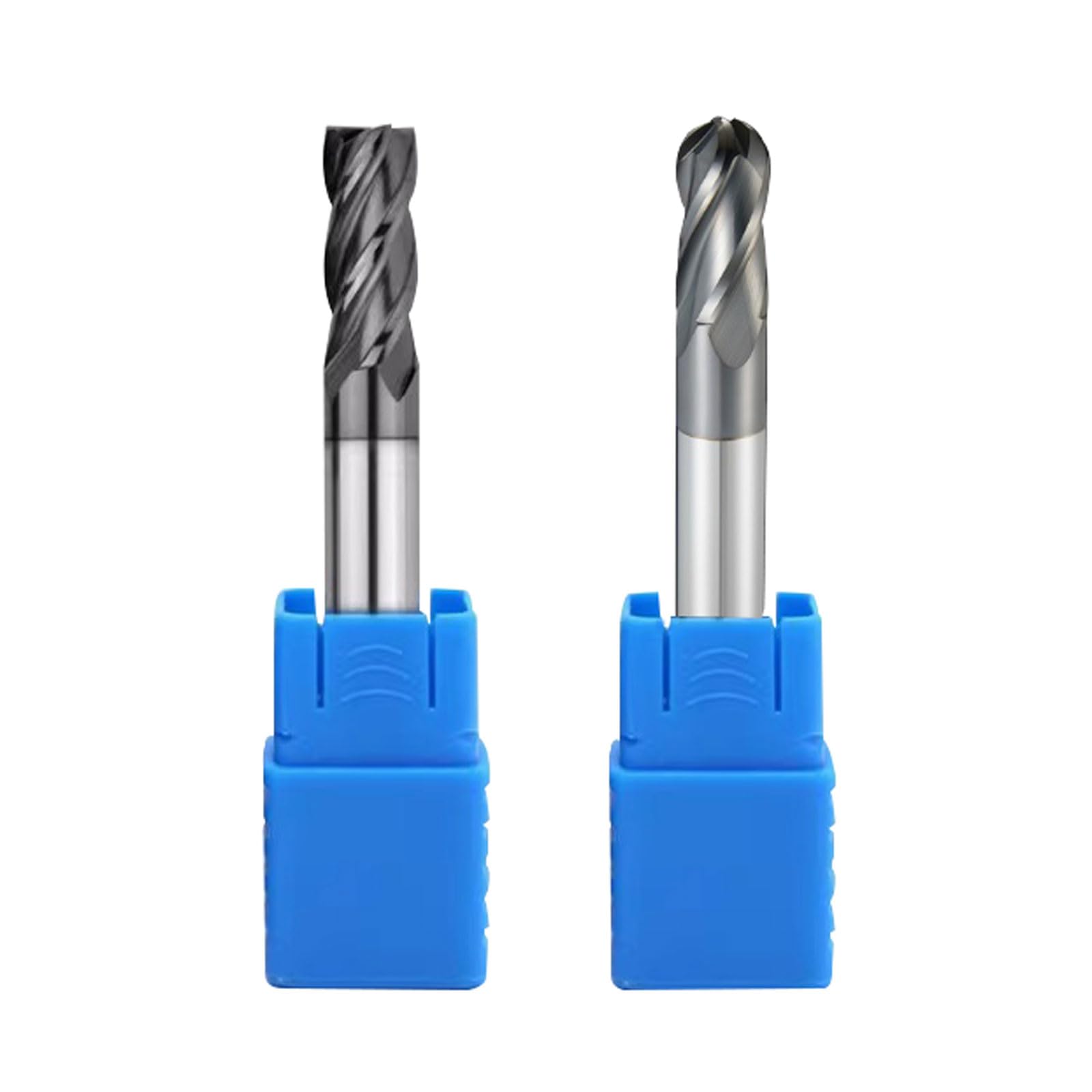 2PCS HRC45 Carbide Square and Ball Nose End Mill Bits Set, Tungsten Steel End Mills Bits Cutter, Carbide End Mills for Alloy Steels/Hardened Steels 4