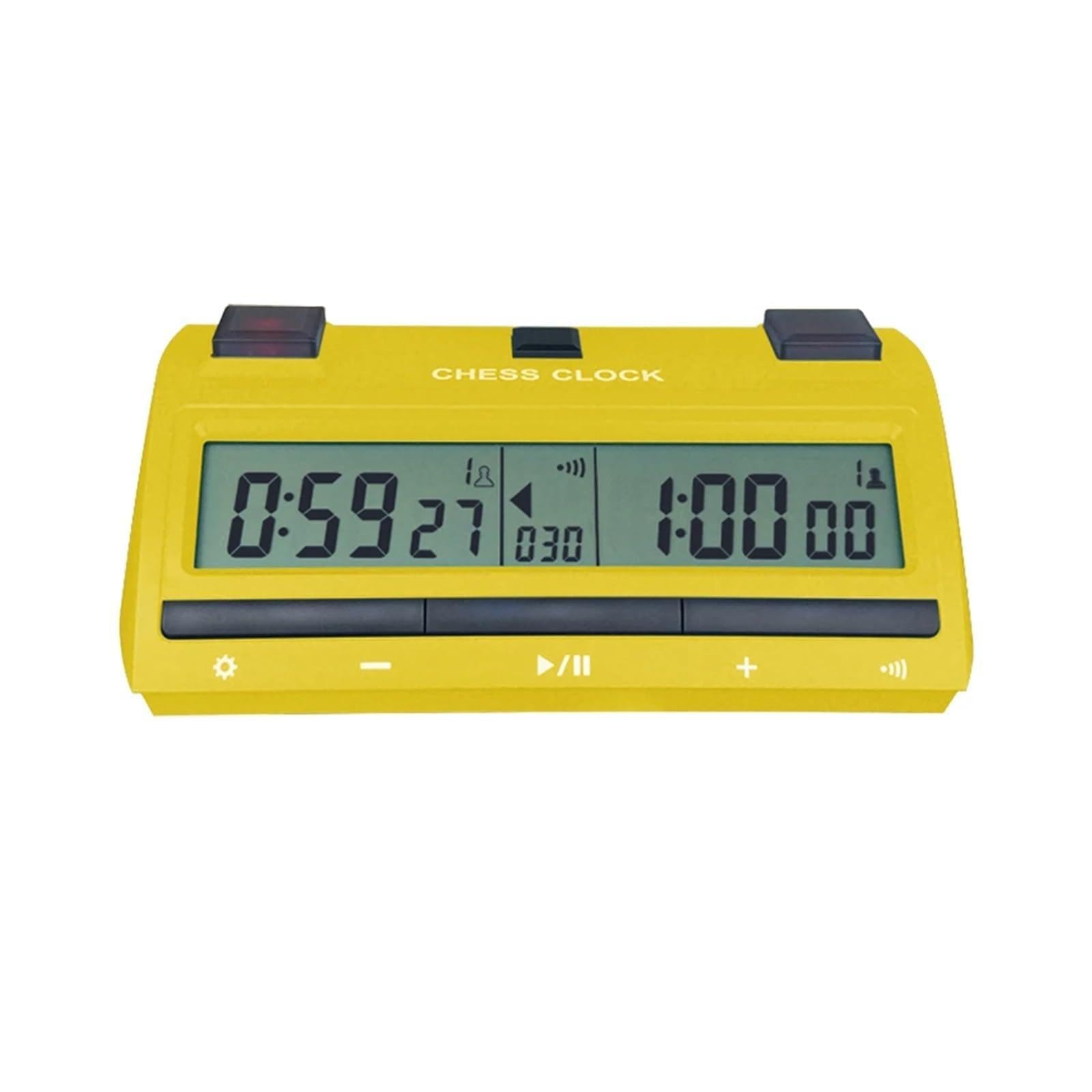 JVDDI Professional Advanced Chess Digital Timer Chess Clock Count Up Down Board Game Clock Lightweight Board Game Chess Digital Timer(Yellow-02)