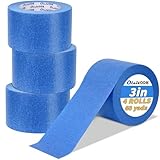 4 Rolls Blue Painters Tape Bulk 3 inch x 60 Yards, Total 240 Yd, Painters Masking Tape No Residue Wall Painting Tape Artist Tape Trim Edge Finishing Tape for Wall Painting Decoration DIY Supplies