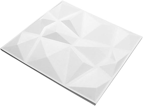 12 paneles de pared 3D de PVC, panel texturizado decorativo de 19.7 pulgadas para decoración de pared interior, panel de pared blanco con respetuoso