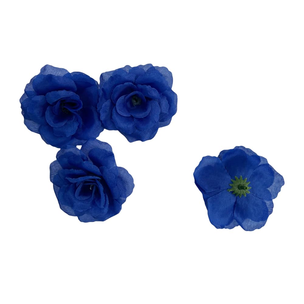 Corkwaw 25 Pcs 3 inch Artificial Rose Flower Heads,Silk Rose Head Flowers,Wedding Party Home Garden Decoration DIY Craft Gift Box Decoration (Blue) - Image 2
