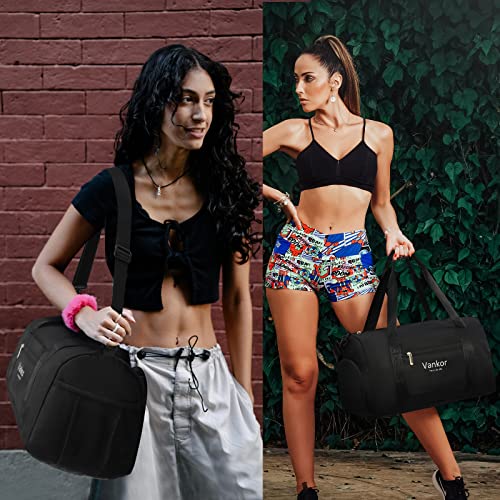 Gym Bag For Women With Shoe Compartment Waterproof, Sports Duffle Bag For Travel Duffel Weekender Carry On Beach Yoga Overnight Luggage Mommy Maternity Hospital Bag Black 17.5 Inch #TOP4