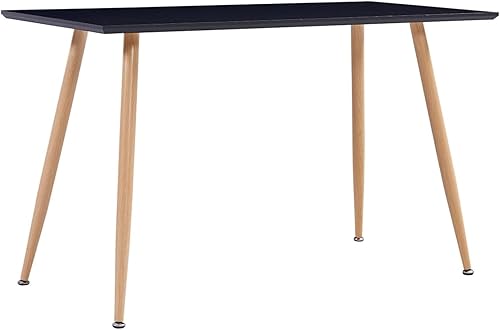 ZEYUAN Mesa de comedor Mesa de comedor Mesas De Comedor Mesa de comedor de cocina Negro y Roble 47.2"x23.6"x29.1" MDF