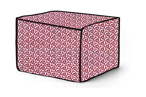 Image of The Furnishing Tree PVC Waterproof Microwave Oven Cover Compatible for Whirlpool 20 L Solo Magicook Classic-Knob Packed Pattern Pink
