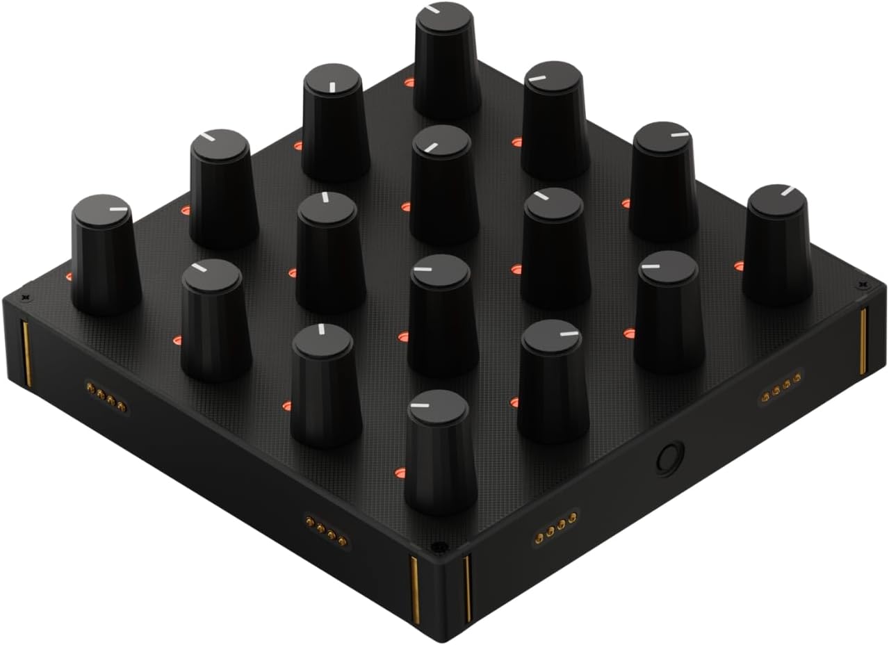 Grid PO16 Modular MIDI Controller – 16 Knobs with RGB LED, USB-C Programmable Macro Pad for Music Production, Streaming, Photo & Video Editing – Magnetic Design for Mac, PC & Linux