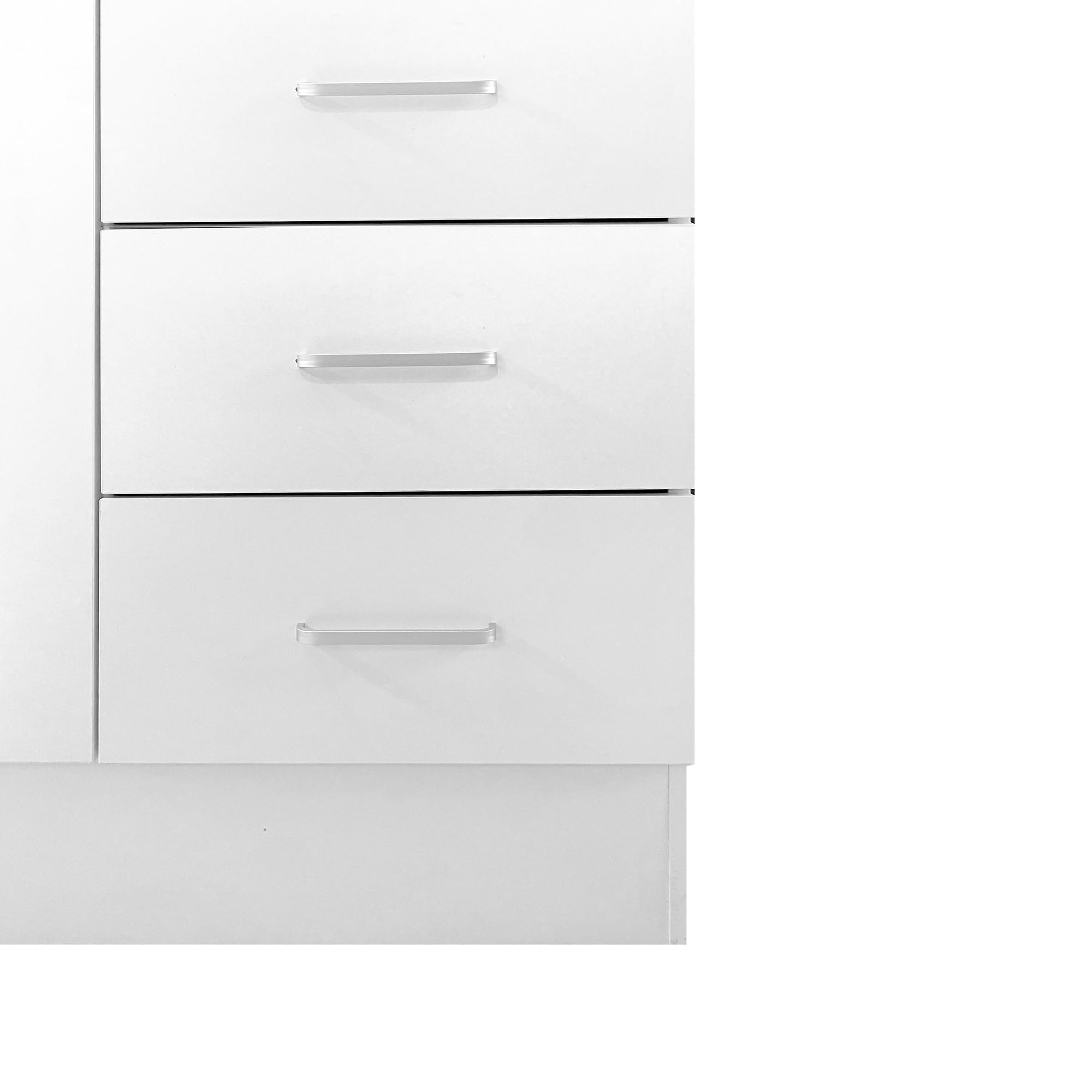 Bissolo Casa Armadio Multiuso Bianco Opaco 120x50x170 cm con 3 Ante e 2 Cassetti, Mobile con Tubi Appendiabiti in Laminato, Armadio per Camera da Letto, Ripostiglio e Garage