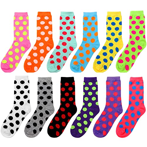 Image of Falari 12 Pairs Women's Cotton Crew Socks Assorted Colors
