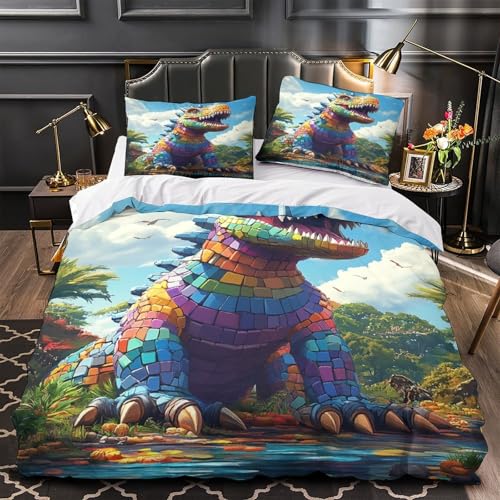 Parure de lit dinosaure coloré 3D avec impression haute définition