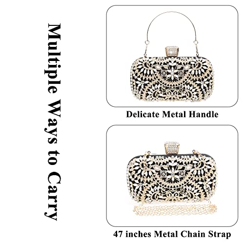 Image of DA BODAN Womens Sparkly Rhinestone Crystal Clutch Bag Glitter Sequin Bridal Purse Evening Handbag for Wedding Party Prom