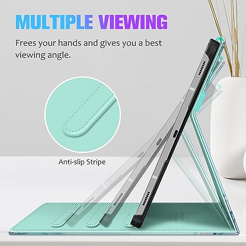 Fintie Case for Samsung Galaxy Tab S10+/ S9+/ S8+/ S7 FE/ S7+ 12.4 Inch, Multi-Angle Viewing Protective Cover with Pocket, Auto Sleep/Wake, Emerald by FINTIE - Image 3