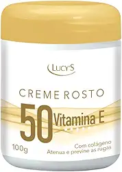 Creme Facial 50 Para Rugas com Colágeno e Vitamina E Antissinais e Antirrugas - 100g Lucy's